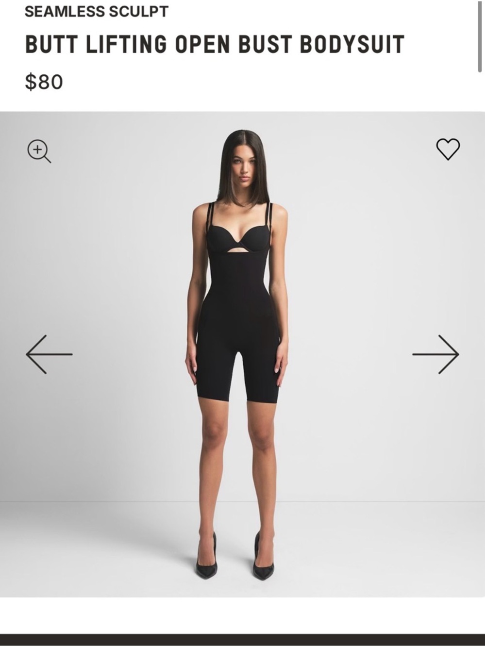 Skims Seamless Sculpt Butt Lifting Open Bust Bodysuit - Black Sz XL